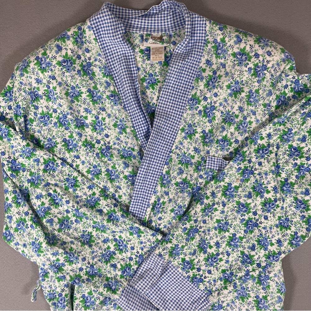 🪻90s Victoria’s Secret Gold Label Floral Cotton Robe M/L Cottagecore Tradwife